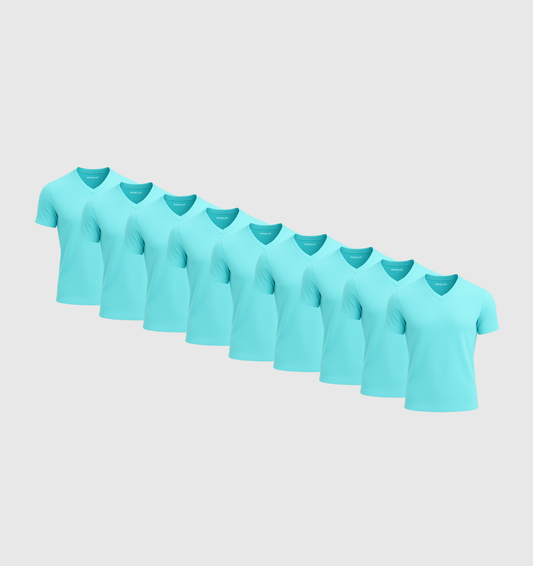 Pack de 9 Col V - Bleu turquoise