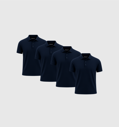 Pack de 4 Polos - Bleu marine