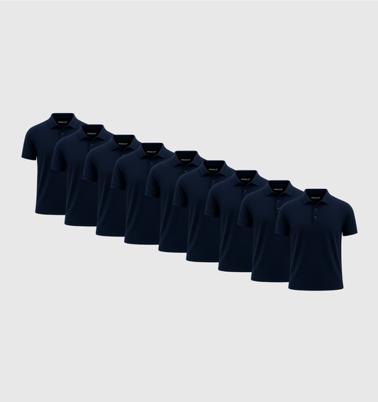 Pack de 9 Polos - Bleu marine