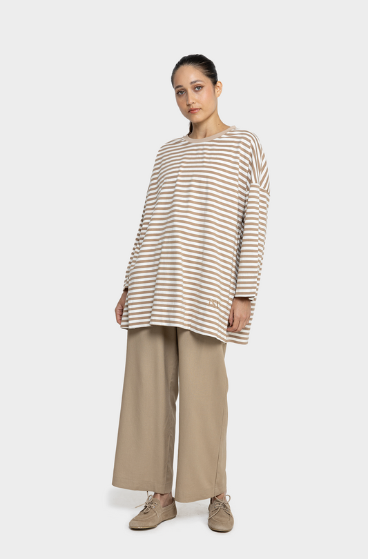 T-shirt marin beige/écru