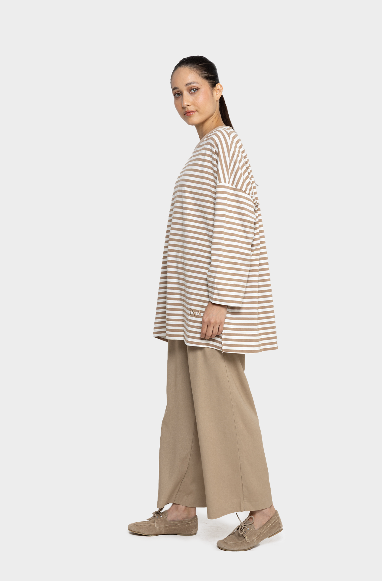 T-shirt marin beige/écru