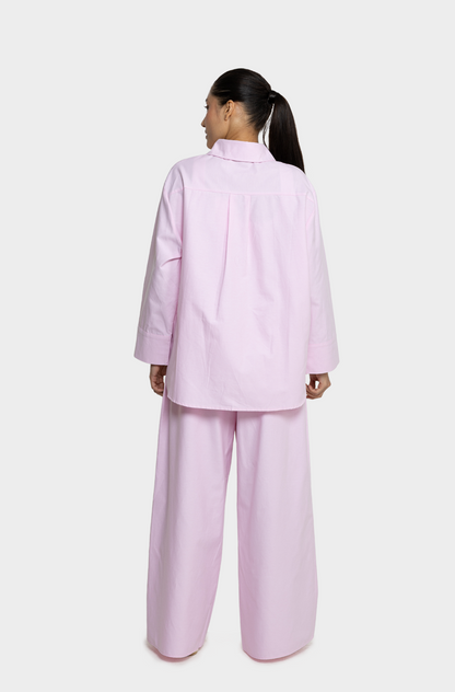 Pantalon oversize coton rose