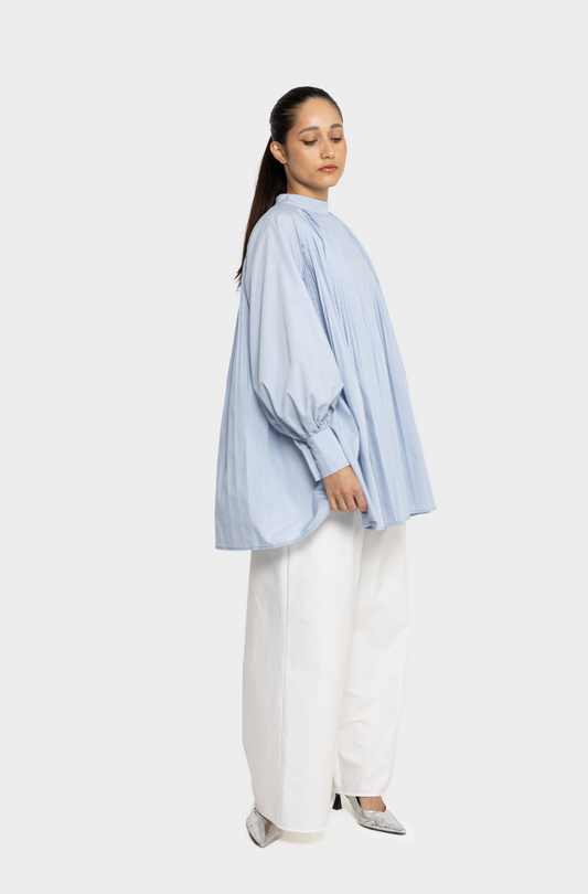 Chemise plissé ciel