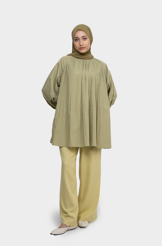 Chemise plissé Olive