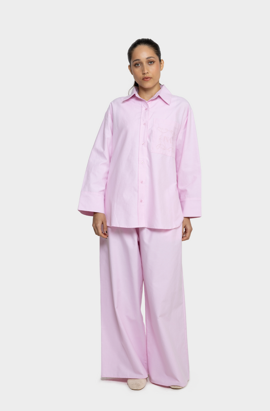 Chemise oversize coton rose