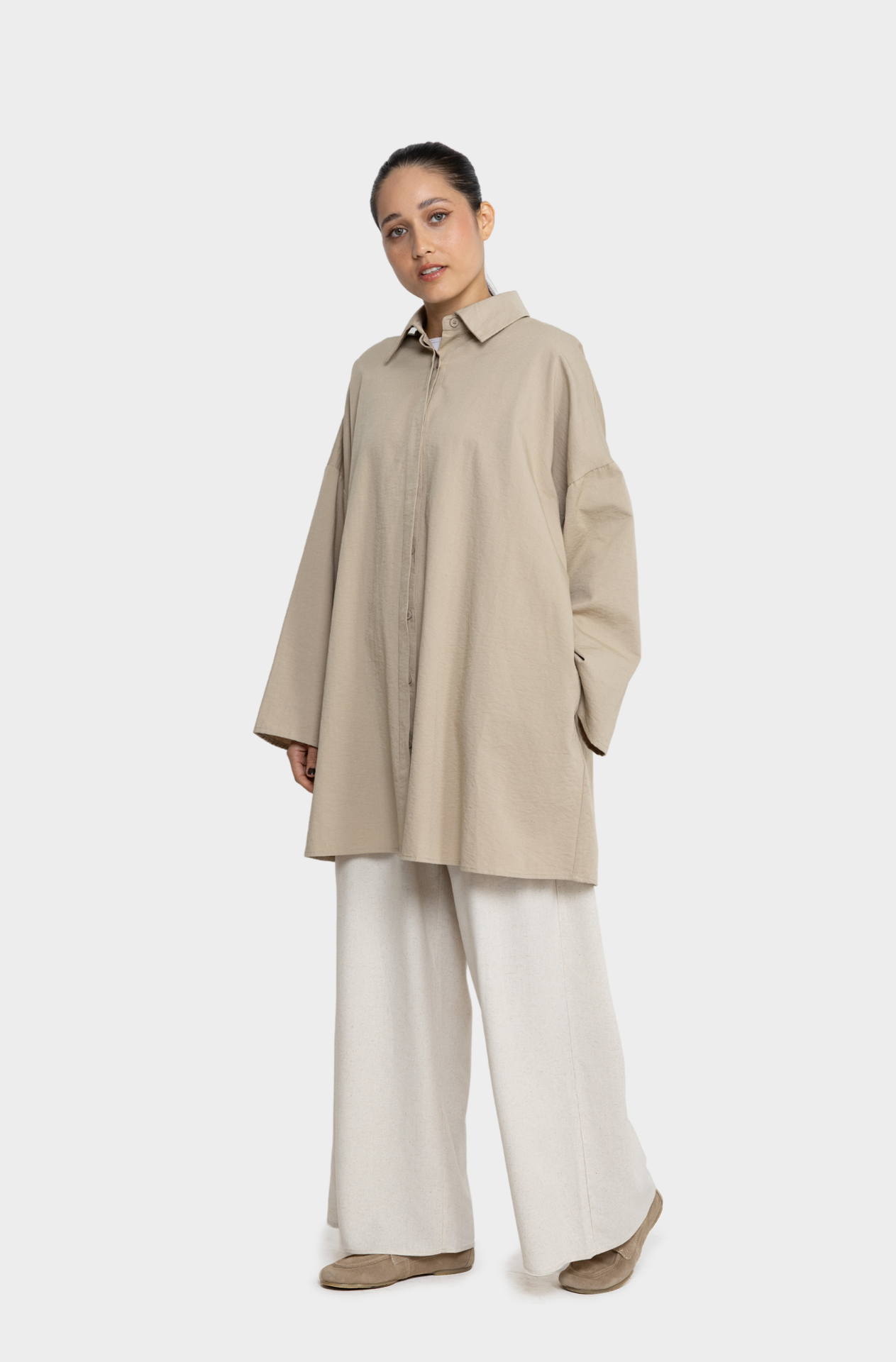 Chemise coton beige