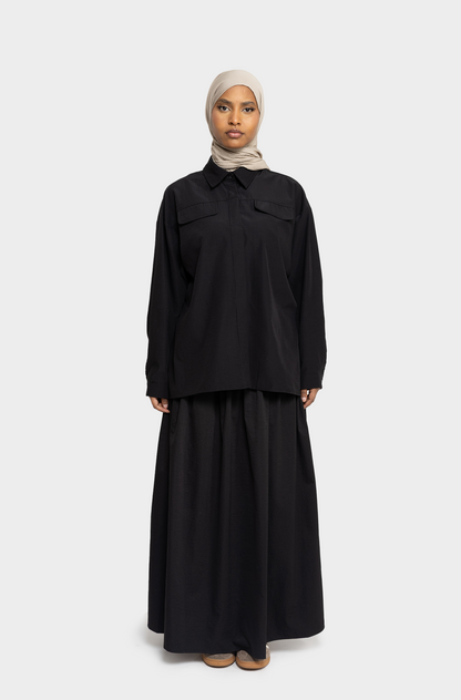 Chemise flap noir