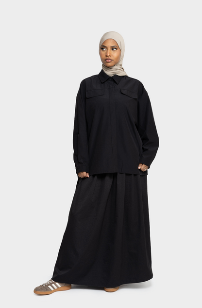 Chemise flap noir