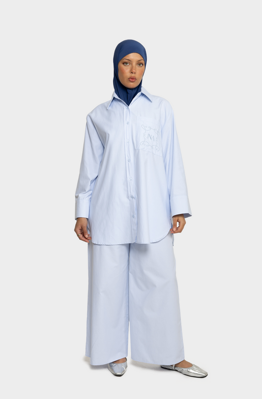 Chemise oversize coton ciel