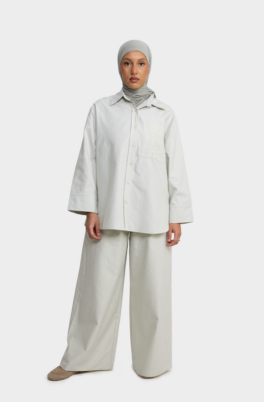 Chemise oversize coton sauge