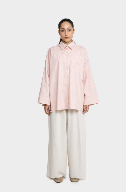 Chemise rayée rose