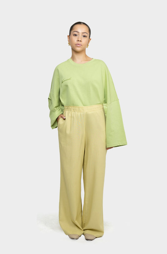 Pantalon linen anis