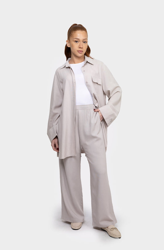 Pantalon linen greige