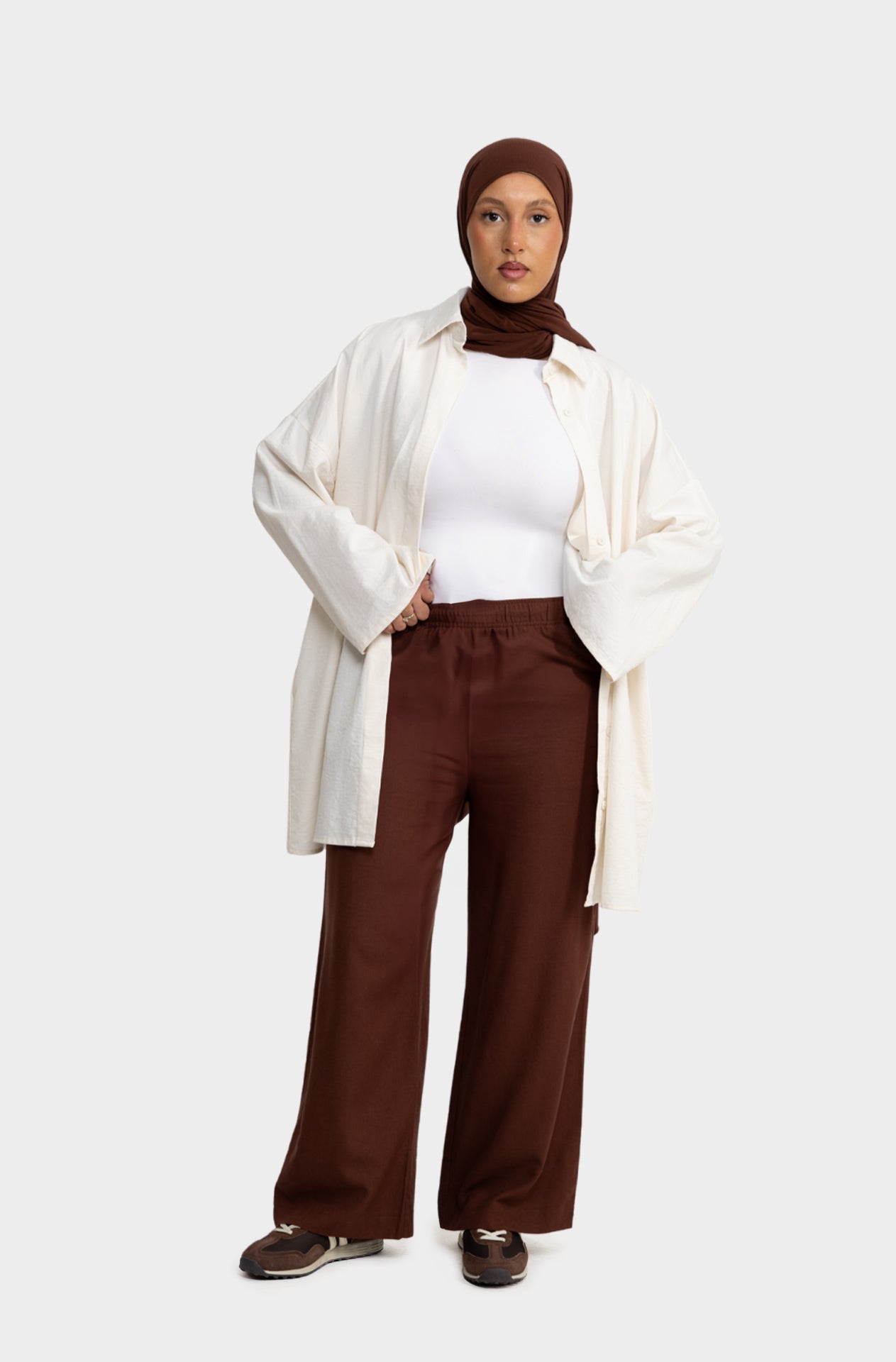 Pantalon linen marron