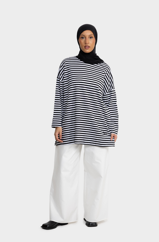 T-shirt marin noir/blanc